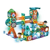 Zestaw klocków magnetycznych do budowy świecącego toru dla kulek