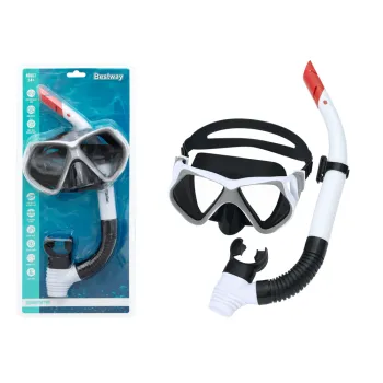 Biały zestaw do nurkowania Bestway 24069, maska i rurka na tle wody