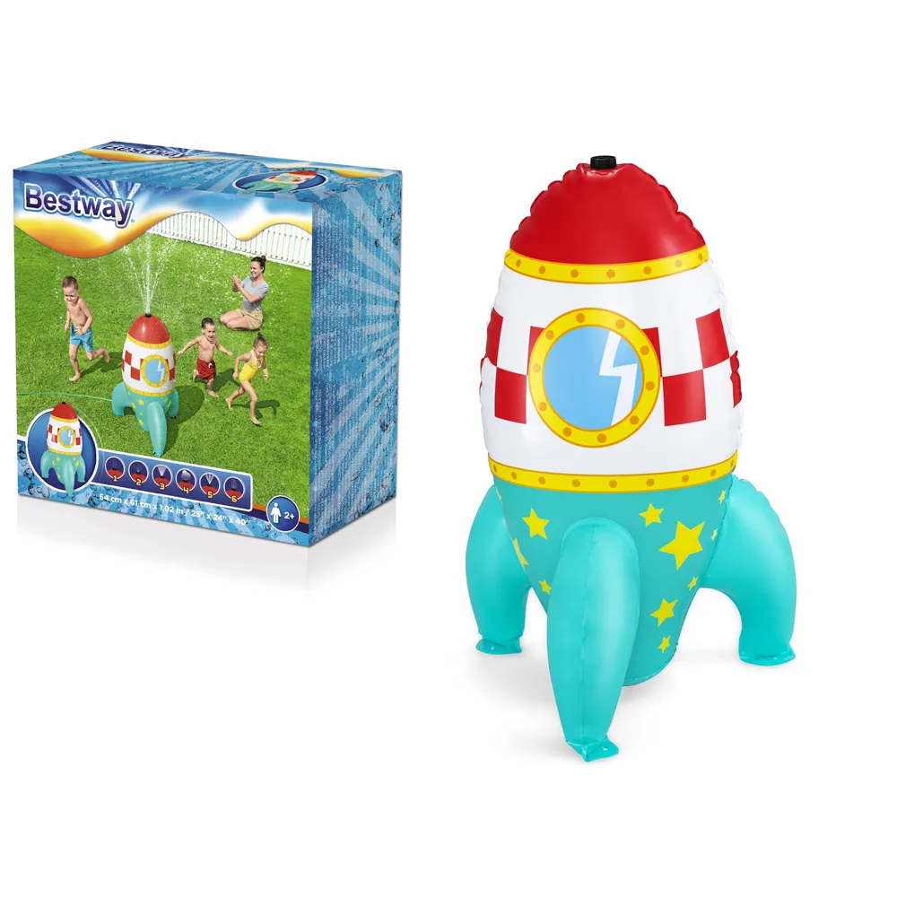 Dmuchana fontanna wodna rakieta Bestway 52572 na trawie w ogrodzie