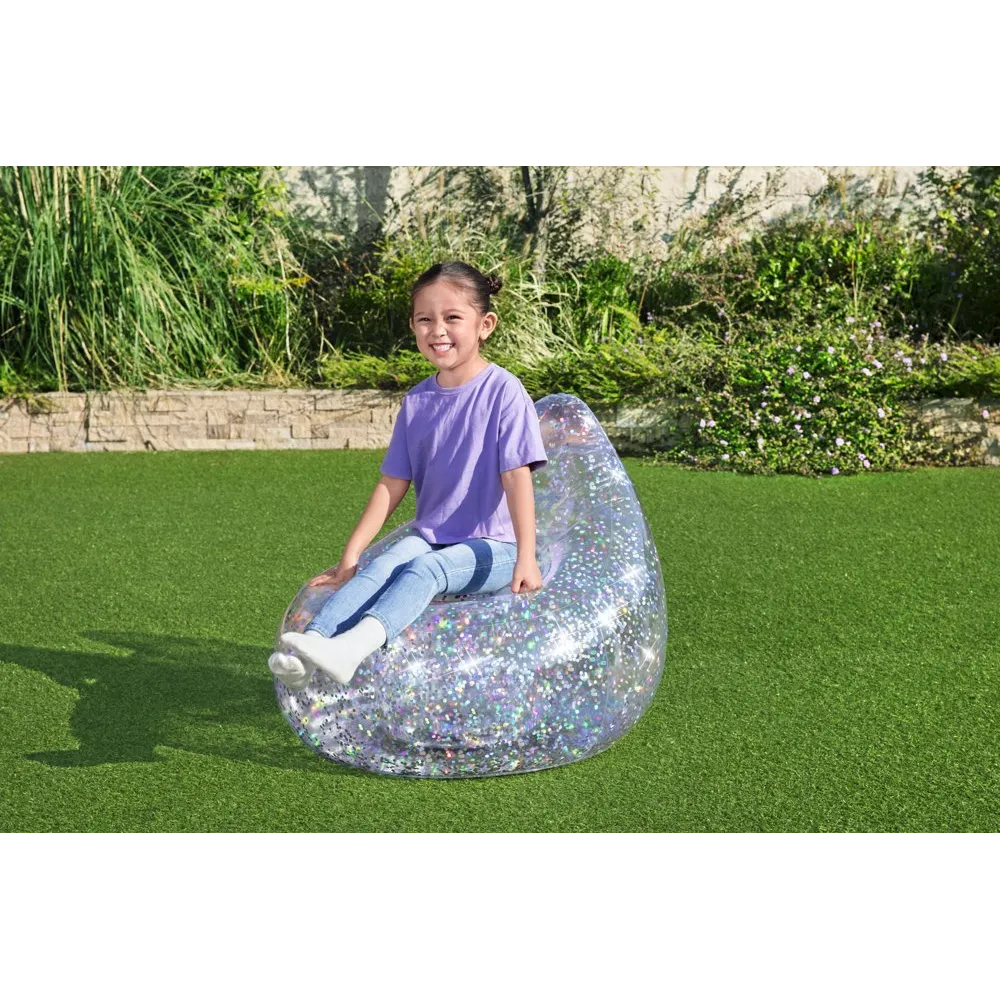 Wytrzymały fotel dmuchany z brokatem do relaksu w domu i ogrodzie