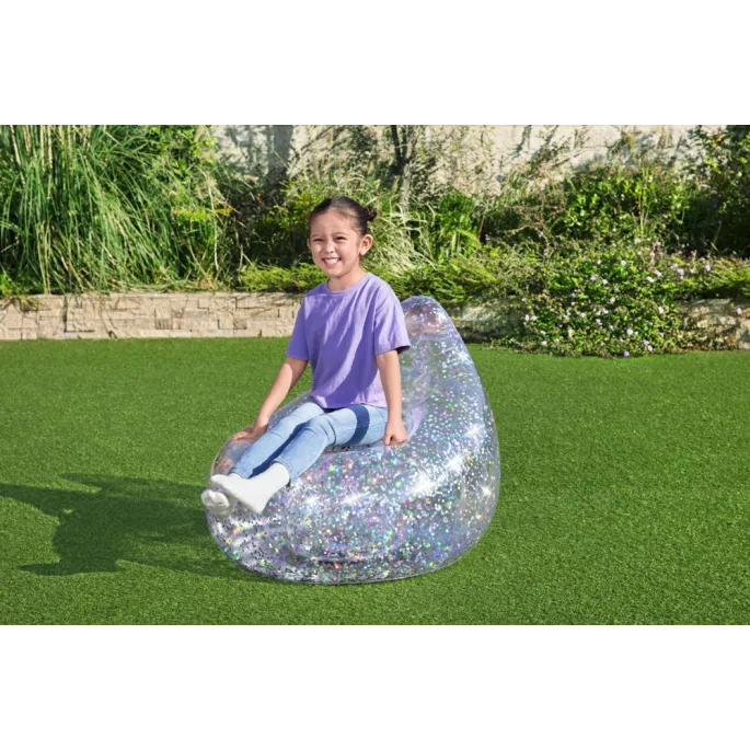 Wytrzymały fotel dmuchany z brokatem do relaksu w domu i ogrodzie