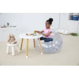 Stylowy fotel dmuchany z brokatowym wypełnieniem na balkon lub taras