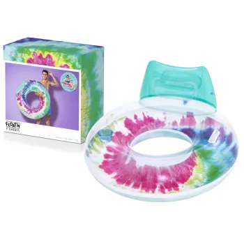 Dmuchane koło do pływania tie dye Bestway 118 cm na tle błękitnej wody