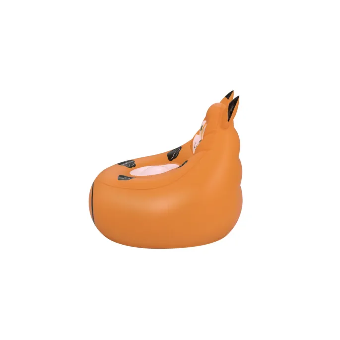 Kolorowy dmuchany fotel lis dla dzieci o wymiarach 72 x 72 x 64 cm