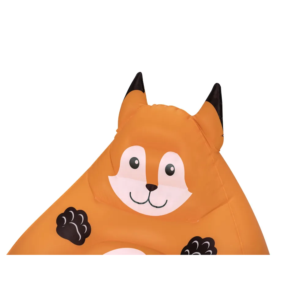 Wygodny i efektowny fotel dmuchany z motywem lisa na zewnątrz