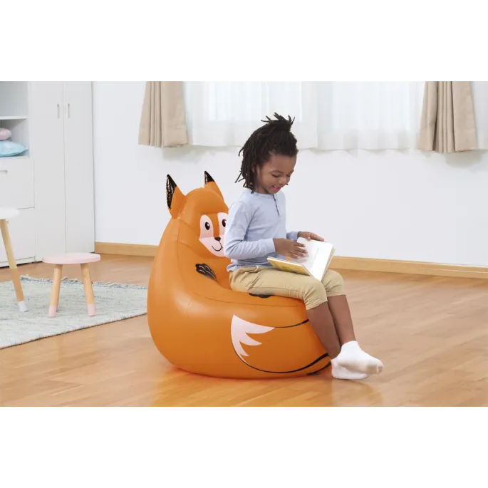 Dmuchany fotel dziecięcy Lis przystosowany do maksymalnego obciążenia 70 kg