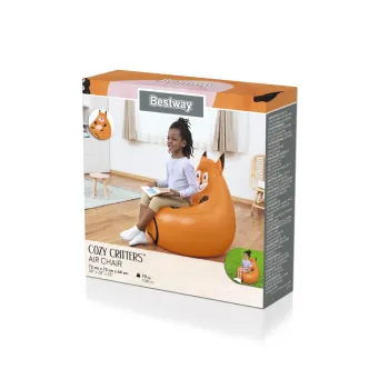 Wielokolorowy dmuchany fotel Lis – praktyczny i lekki mebel dla dziecka