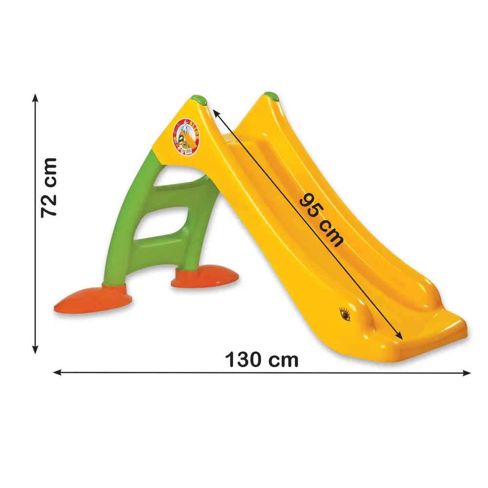 Bezpieczna plastikowa zjeżdżalnia dla dzieci do ogrodu, model zielono-żółty