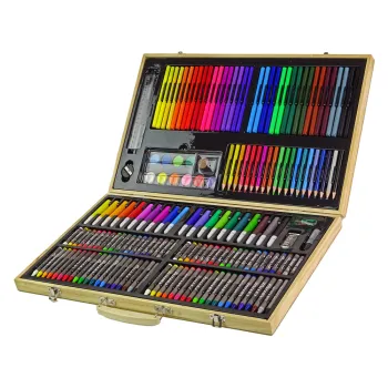 Zestaw Artystyczny Do Malowania Drewniana Walizka 180 Elementów