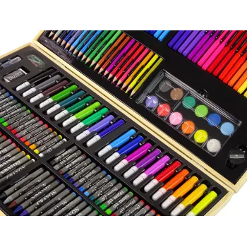 Zestaw Artystyczny Do Malowania Drewniana Walizka 180 Elementów