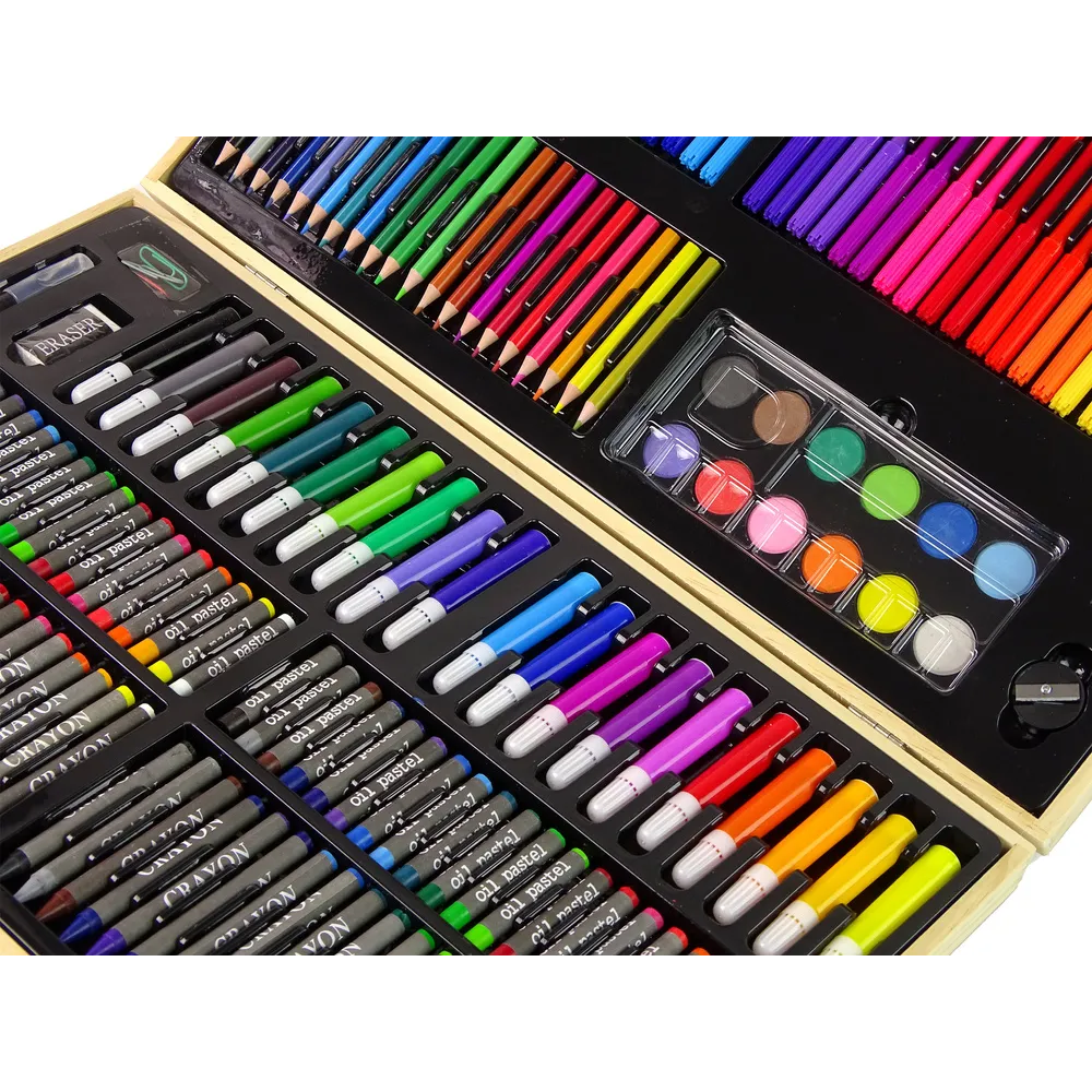 Zestaw Artystyczny Do Malowania Drewniana Walizka 180 Elementów