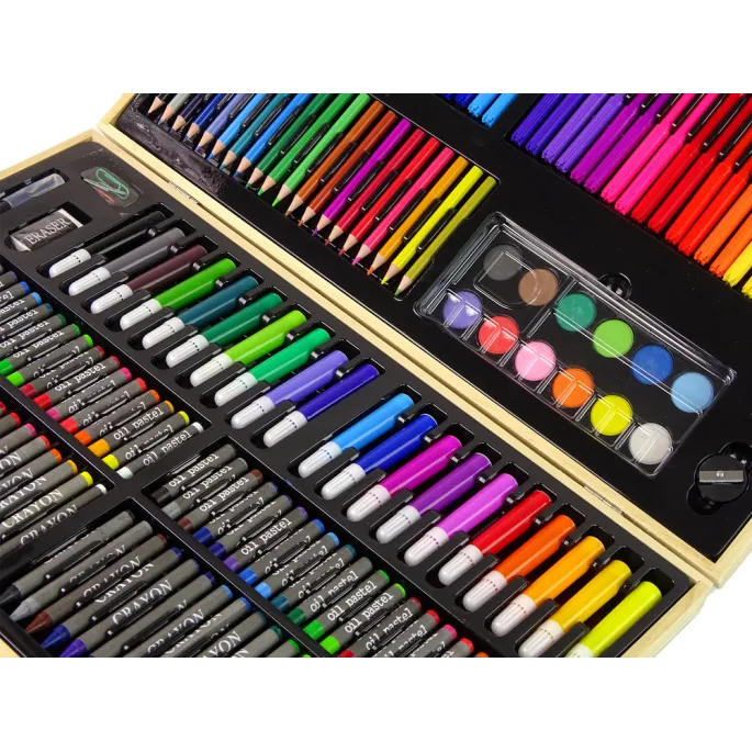 Zestaw Artystyczny Do Malowania Drewniana Walizka 180 Elementów