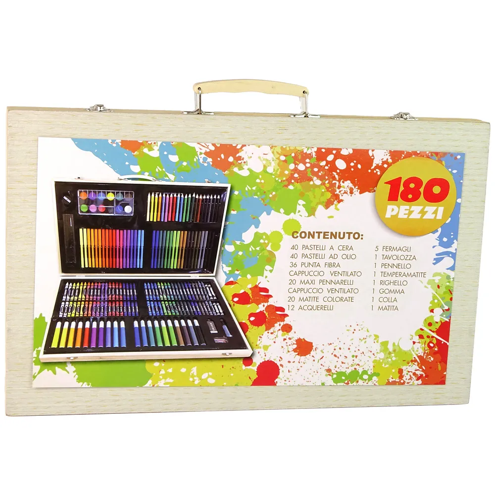 Zestaw Artystyczny Do Malowania Drewniana Walizka 180 Elementów