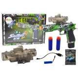 Zielony elektryczny pistolet na kulki wodne i strzałki 2w1 z akumulatorem