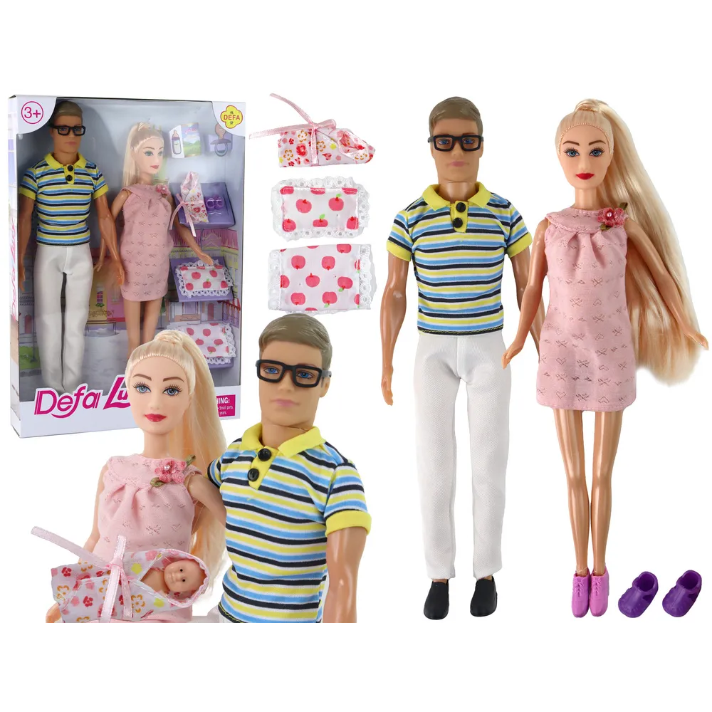 Lalka rodzina Lucy w ciąży zestaw z Kevinem i bobasem