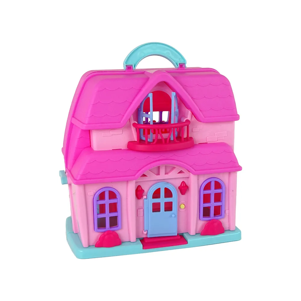 Domek dla lalek z akcesoriami i otwieranymi drzwiami w kolorze różowym