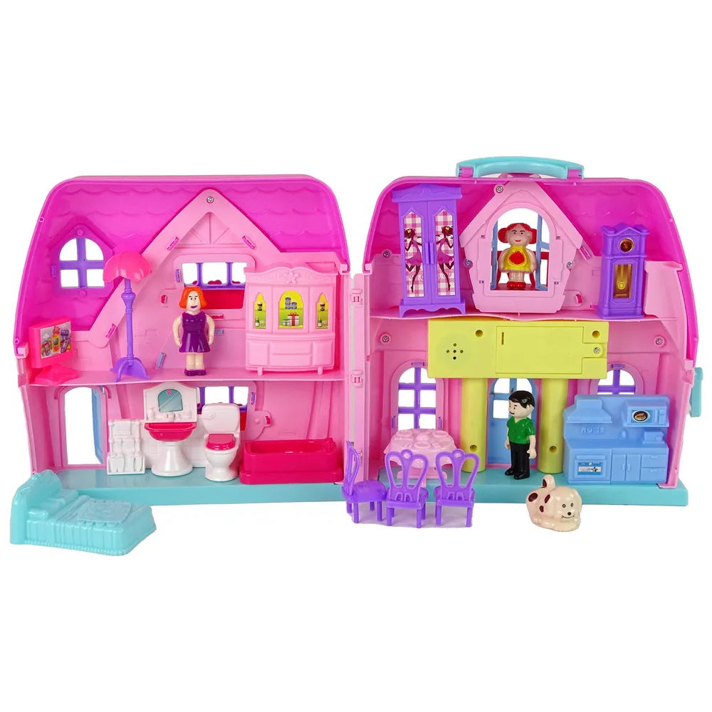 Zestaw kreatywny z domkiem, mebelkami i figurkami dla dzieci