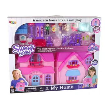Bezpieczny, różowy domek dla lalek do kreatywnej zabawy