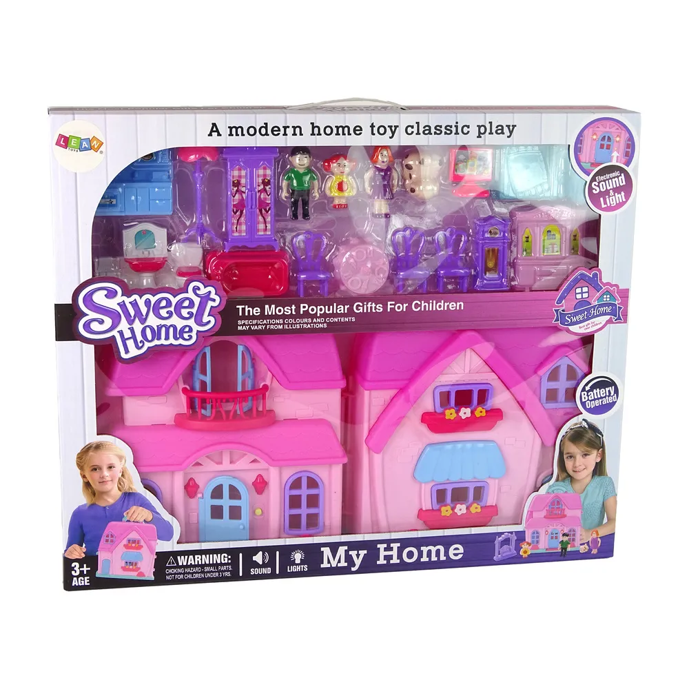 Bezpieczny, różowy domek dla lalek do kreatywnej zabawy