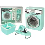 Zestaw AGD pralka żelazko wieszaki miętowy do zabawy dla dzieci