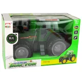 Realistyczny zdalnie sterowany traktor zielono-czarny, gotowy do zabawy