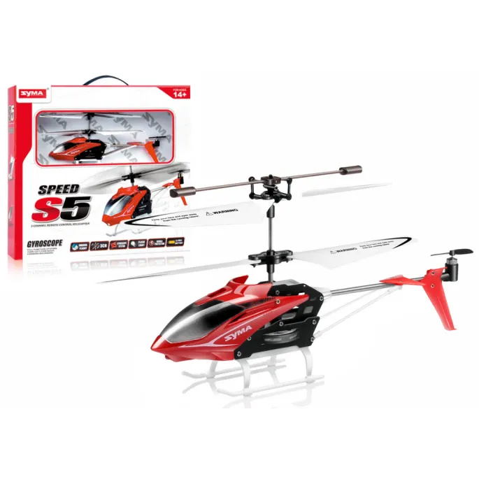 Zdalnie sterowany helikopter S5 SYMA RC czerwony podczas lotu