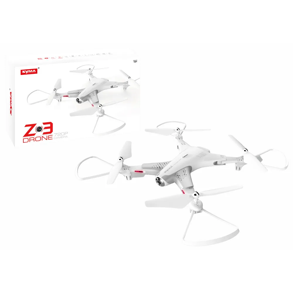 Biały dron SYMA Z3 z kamerą 720P na tle neutralnego tła