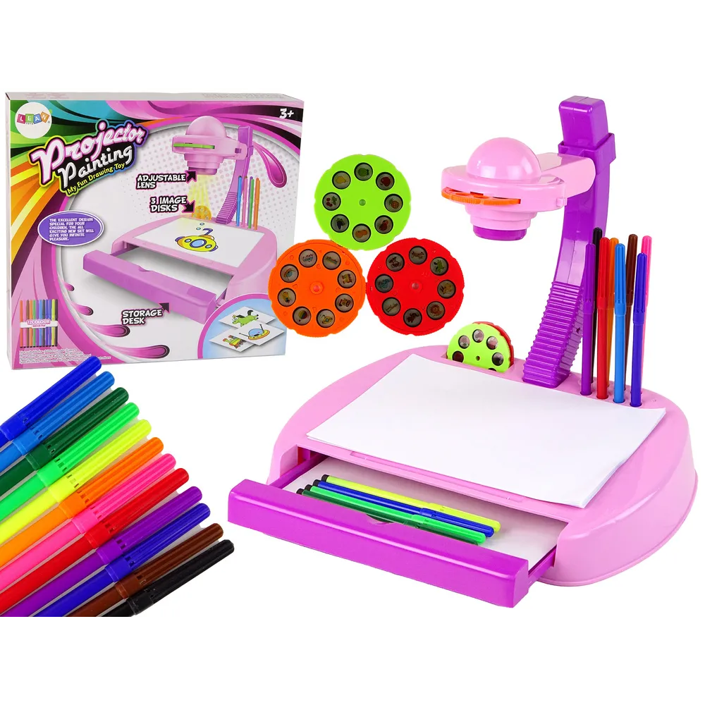 Projektor Stolik do Rysowania Różowy Mazaki Szuflada