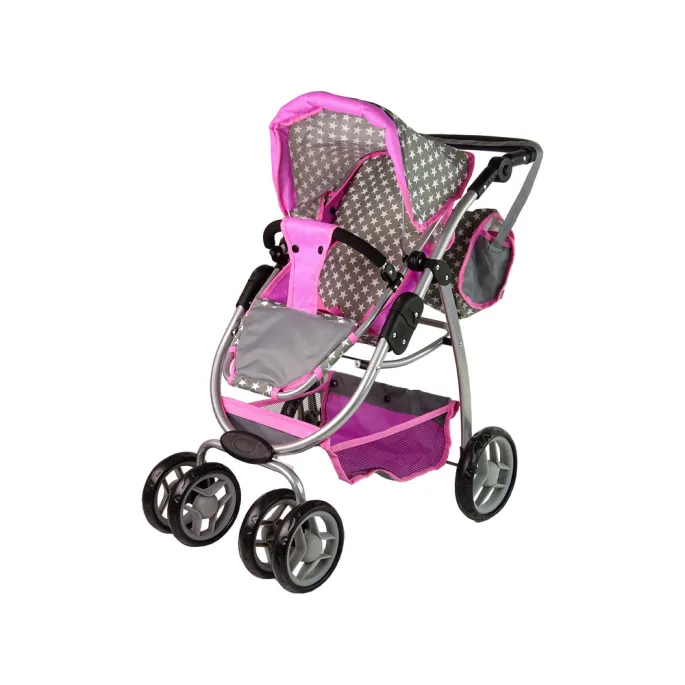 Zabawka wózek dla lalek z aluminiową ramą i skrętnymi kołami