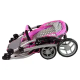 Różowa spacerówka dla lalek z ozdobnym motywem gwiazdek