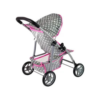 Różowa spacerówka dla lalek z praktycznym schowkiem pod siedziskiem