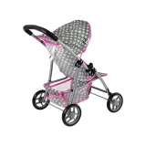 Różowa spacerówka dla lalek z praktycznym schowkiem pod siedziskiem