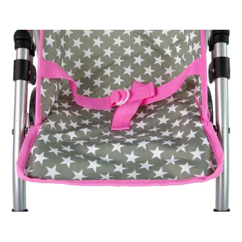 Wózek spacerowy dla lalek z wygodną rączką i ozdobami w gwiazdki