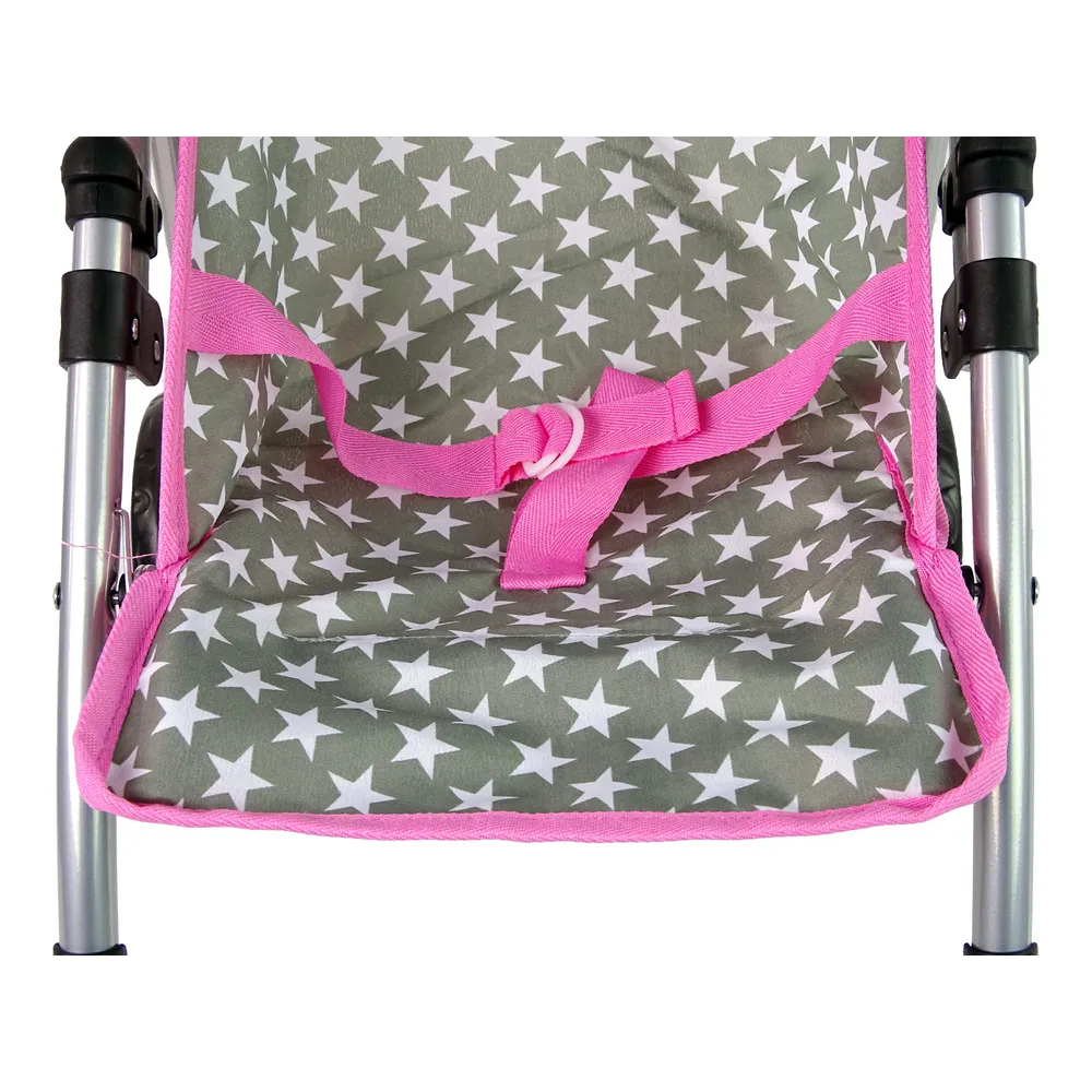 Wózek spacerowy dla lalek z wygodną rączką i ozdobami w gwiazdki