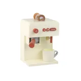 Drewniany ekspres do kawy zabawka z filiżanką dla dzieci na białym tle