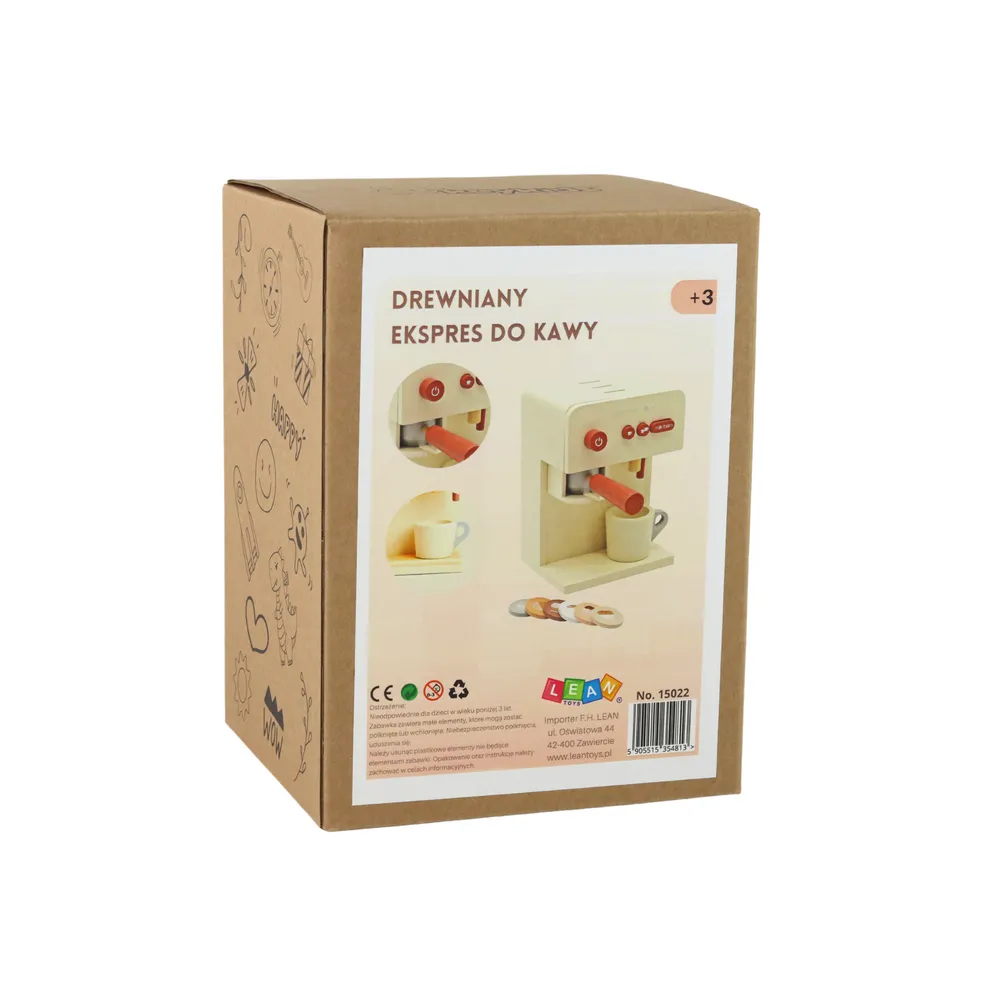 Mały barista – drewniany ekspres do kawy zabawka z kompletem kapsułek