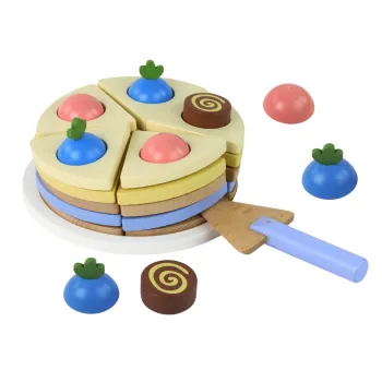 Drewniane ciasto tort składające się z 8 kolorowych kawałków
