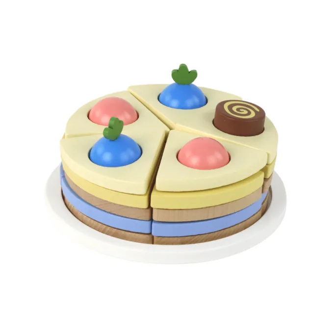 Tort drewniany do ćwiczenia motoryki małej i nauki kolorów