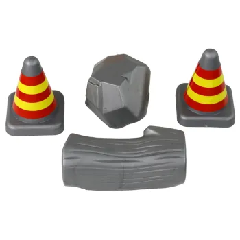 Szczegółowy kokpit koparki RC z widocznym operatorem