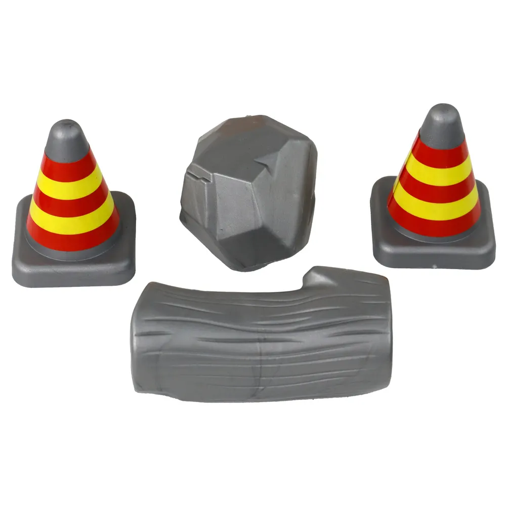 Szczegółowy kokpit koparki RC z widocznym operatorem