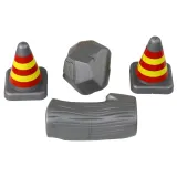 Szczegółowy kokpit koparki RC z widocznym operatorem