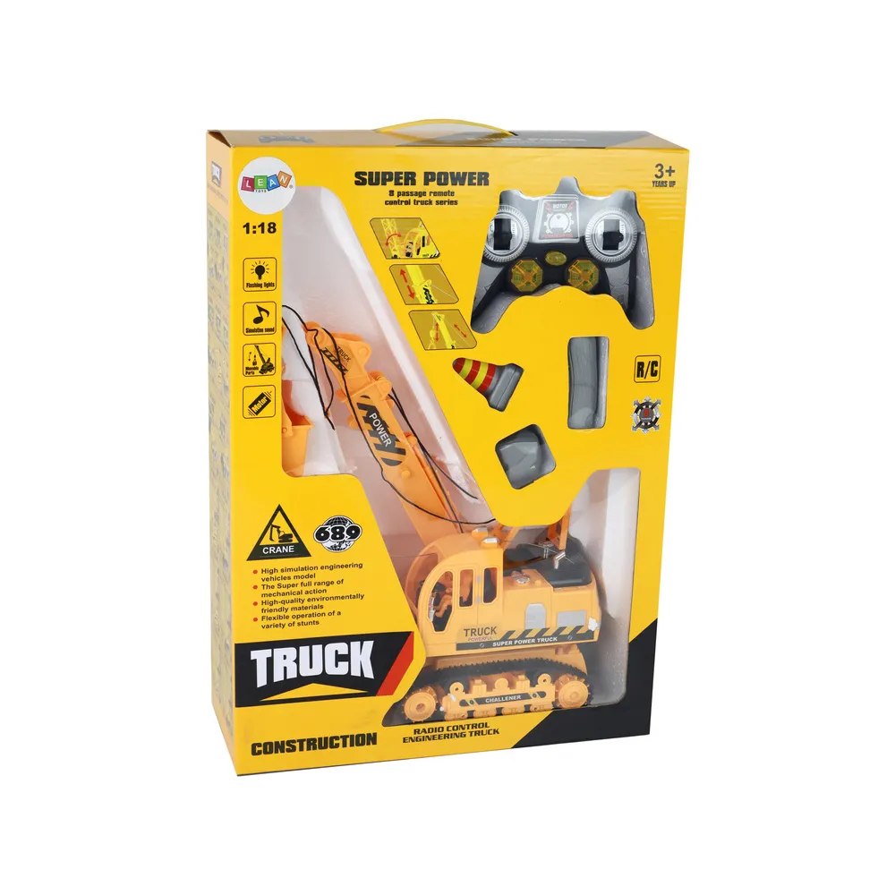 Efekty świetlne i dźwiękowe w zdalnie sterowanej koparce zabawkowej