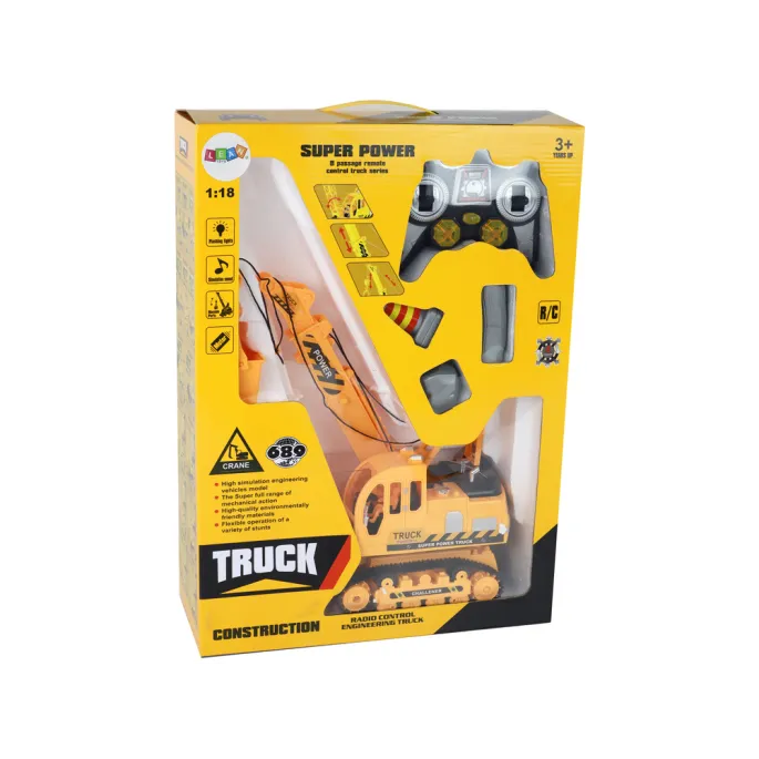 Efekty świetlne i dźwiękowe w zdalnie sterowanej koparce zabawkowej