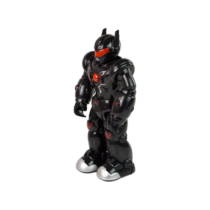 Zabawka robot czarny z dużym pistoletem na ramieniu
