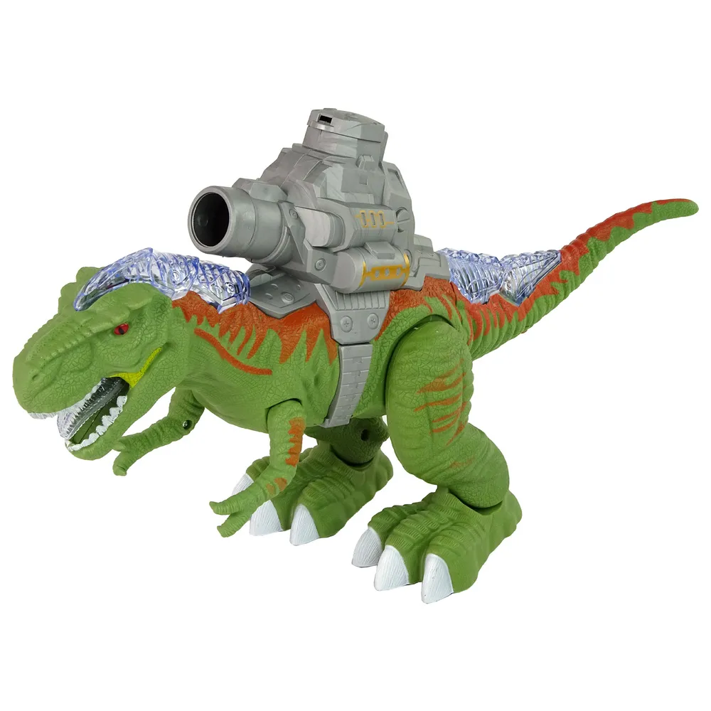 Interaktywny dinozaur strzelający piłeczkami podczas chodzenia