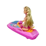 Kompletny zestaw lalka z motorówką w kolorze różowym