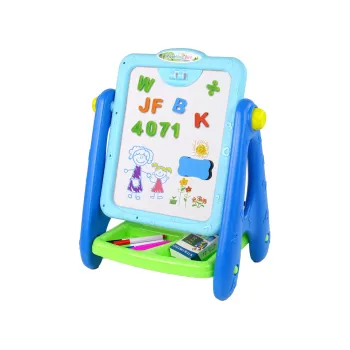 Tablica Edukacyjna 2 w 1 Niebieska Kredy Pisaki