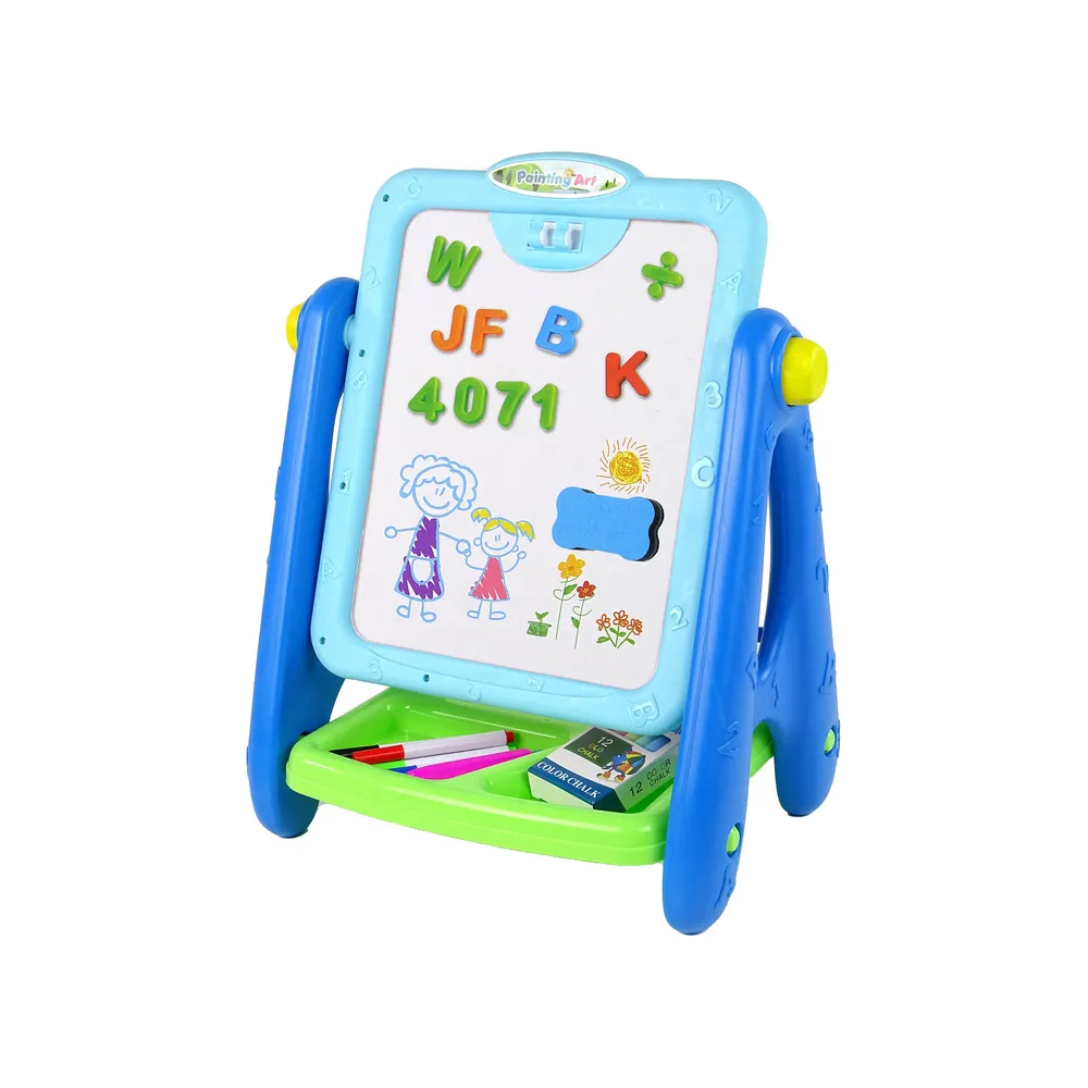 Tablica Edukacyjna 2 w 1 Niebieska Kredy Pisaki