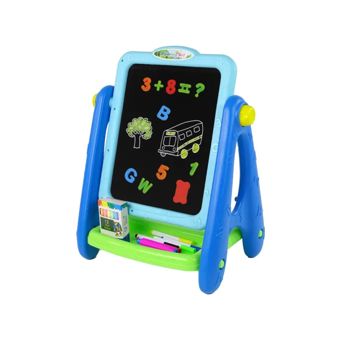 Tablica Edukacyjna 2 w 1 Niebieska Kredy Pisaki