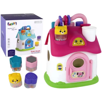 Różowy domek sorter dla dzieci z figurkami do sortowania kształtów